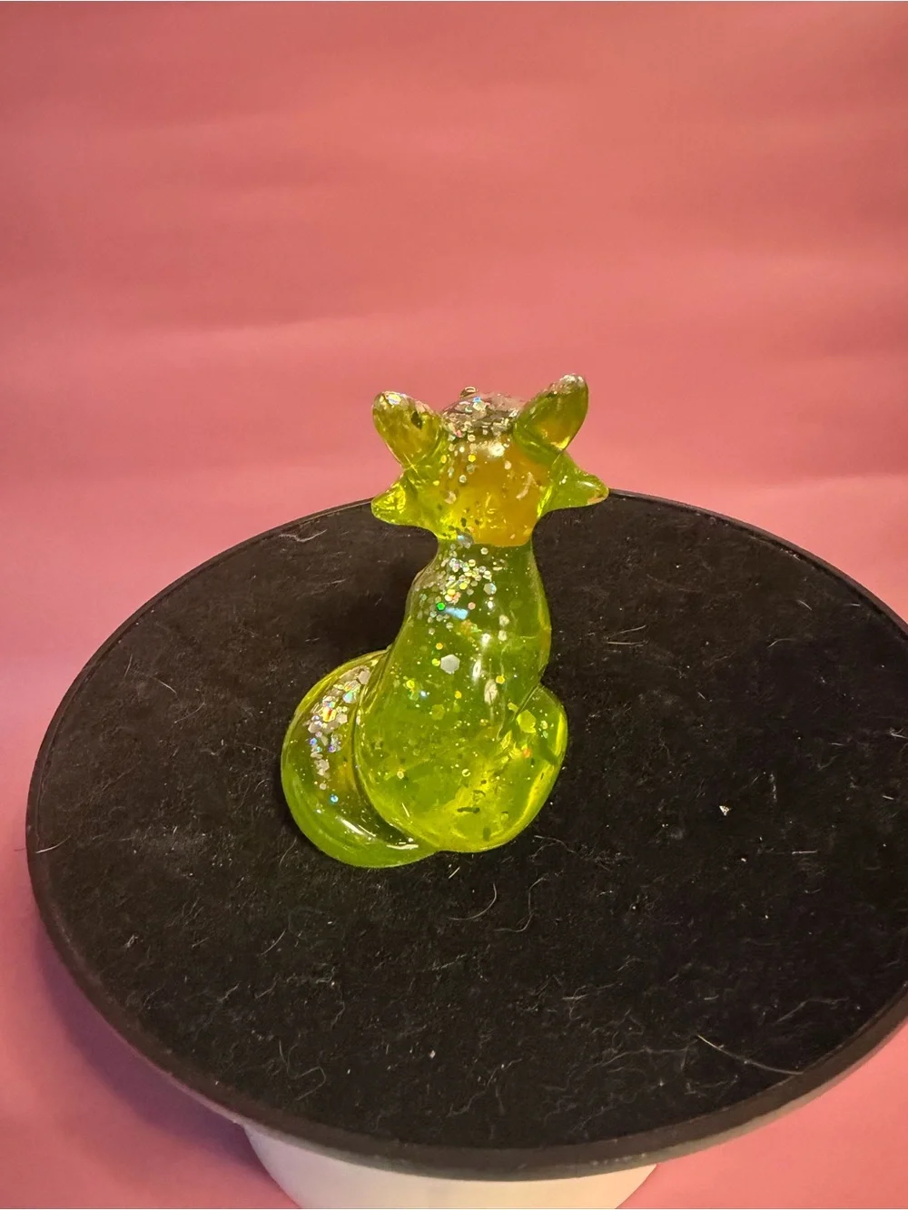 Handcrafted Green Resin Fox Figurine for Small Pet Spaces